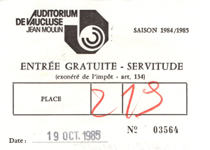 Catherine Lara concert à Le Thor du 19 octobre 1985