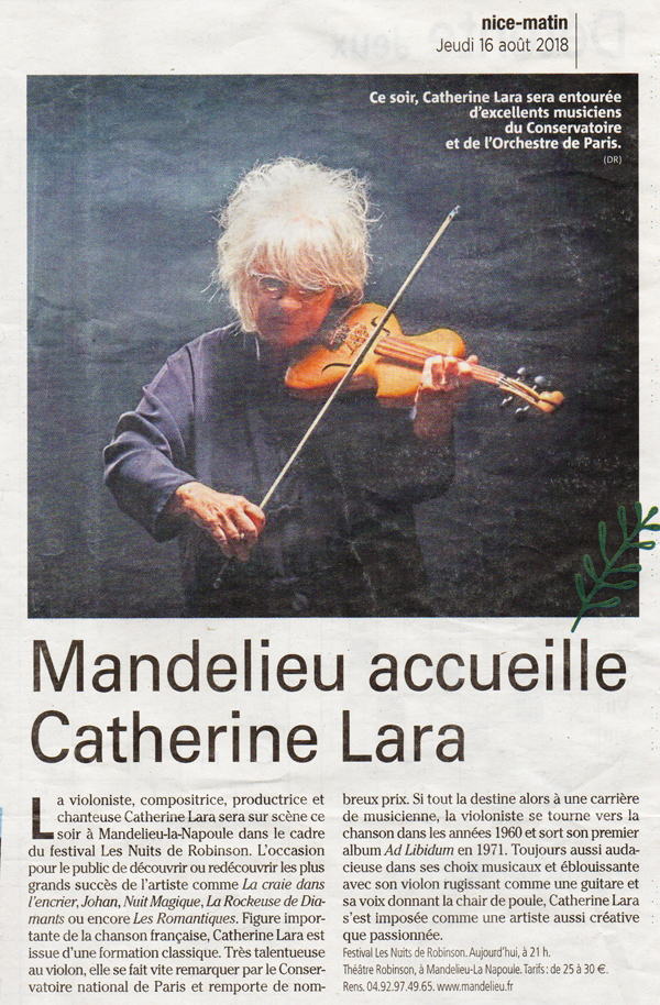 Catherine Lara - Concert Mandelieu -16/08-2018