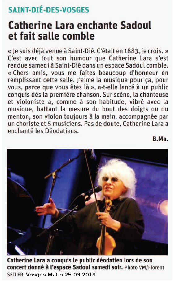 Catherine Lara Concert Saint Dié des Vosges du 23-03-2019