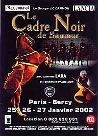 Affiche du concert du Cadre noir de Saumur Paris Bercy les 25/26/27 janvier 2002 