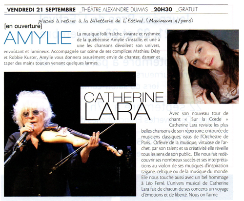 Catherine Lara - Concert 21 septembre 2018 à Saint Germain en Laye