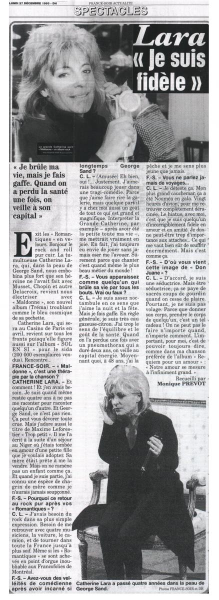 France Soir du 27 décembre 1993